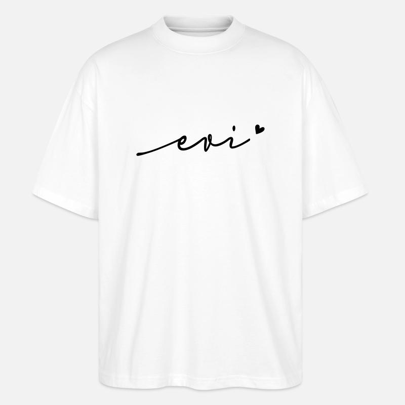 Evi Cursive Name - Stanley/Stella Oversized Unisex Organic T-shirt Blaster 2.0 - white