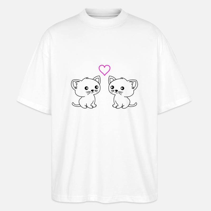 süße katzen love - Stanley/Stella Oversized Unisex Bio T-Shirt Blaster 2.0 - Weiß