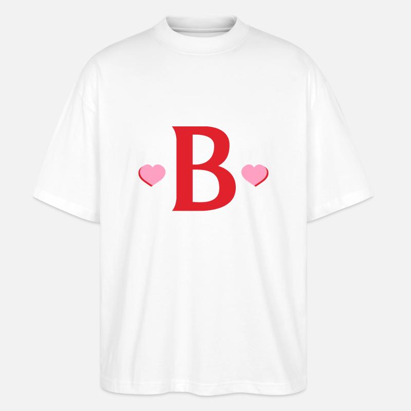 Buchstabe b rote Herzen - Stanley/Stella Oversized Unisex Bio T-Shirt Blaster 2.0 - Weiß