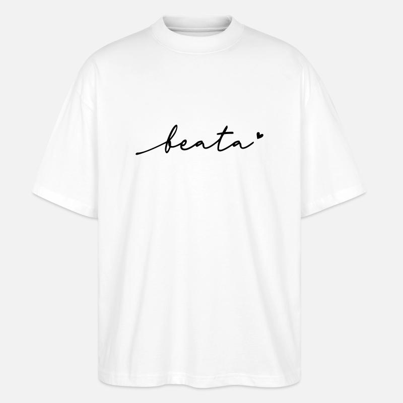 Beata Cursive Name - Stanley/Stella Oversized Unisex Organic T-shirt Blaster 2.0 - white
