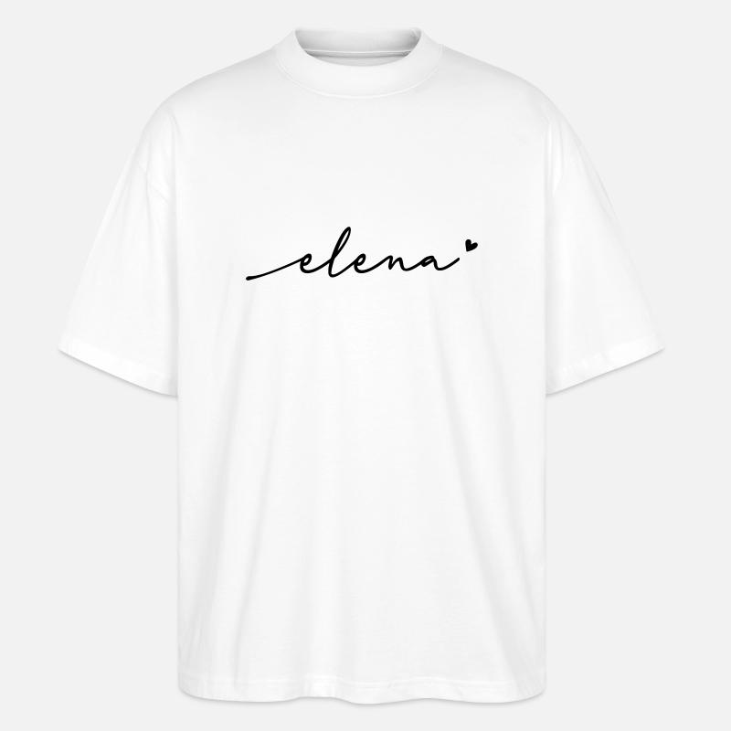 Nom cursif d’Elena - T-shirt bio Blaster 2.0 coupe oversize Stanley/Stella Unisexe - blanc