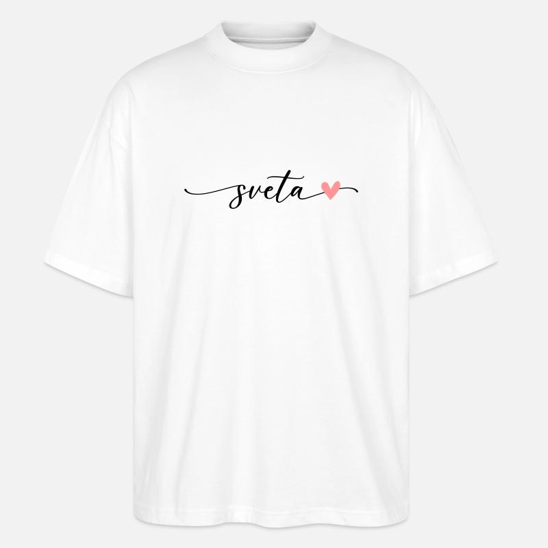 Police de calligraphie Sveta Name - T-shirt bio Blaster 2.0 coupe oversize Stanley/Stella Unisexe - blanc
