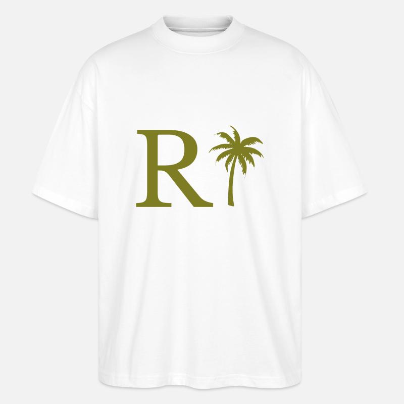 Lettre r vert Palm - T-shirt bio Blaster 2.0 coupe oversize Stanley/Stella Unisexe - blanc
