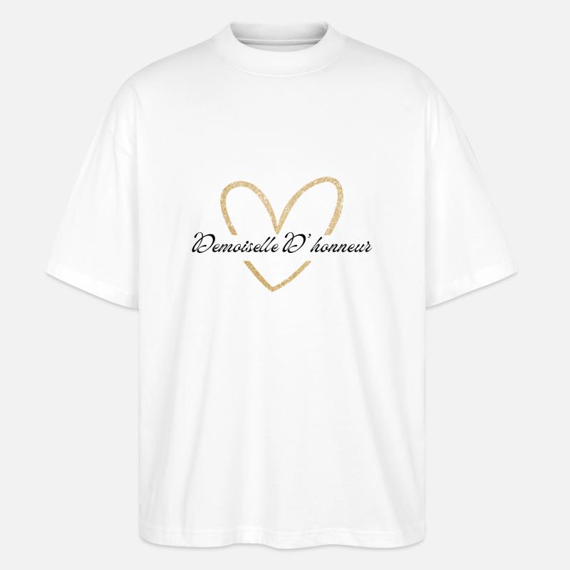 Brautjungfer Gold Herz Glitzer - Stanley/Stella Oversized Unisex Bio T-Shirt Blaster 2.0 - Weiß