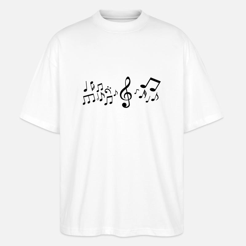 Melodie Musik Noten - Stanley/Stella Oversized Unisex Bio T-Shirt Blaster 2.0 - Weiß