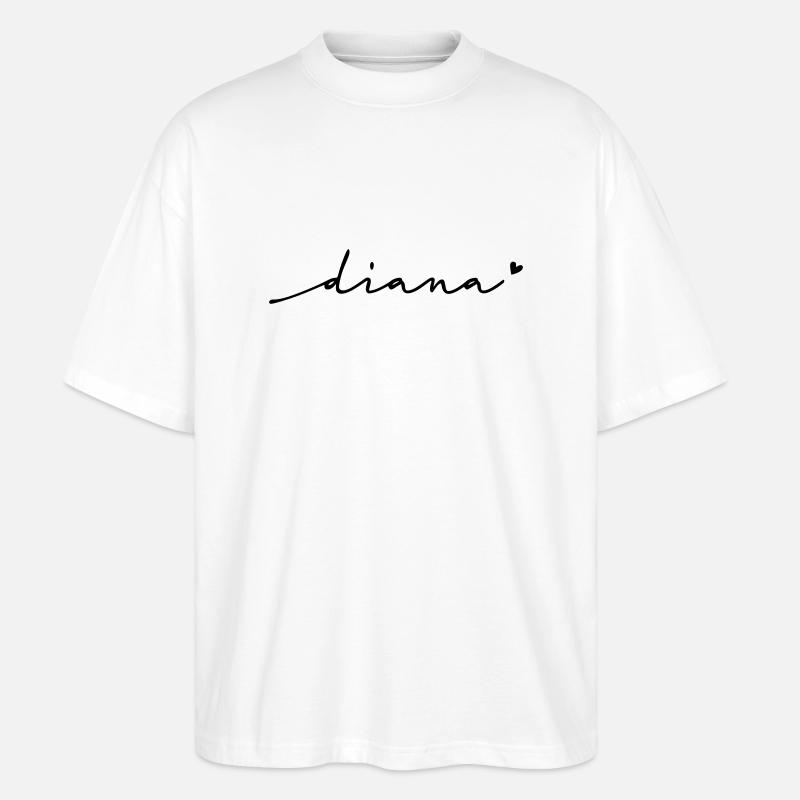 Nom cursif de Diane - T-shirt bio Blaster 2.0 coupe oversize Stanley/Stella Unisexe - blanc