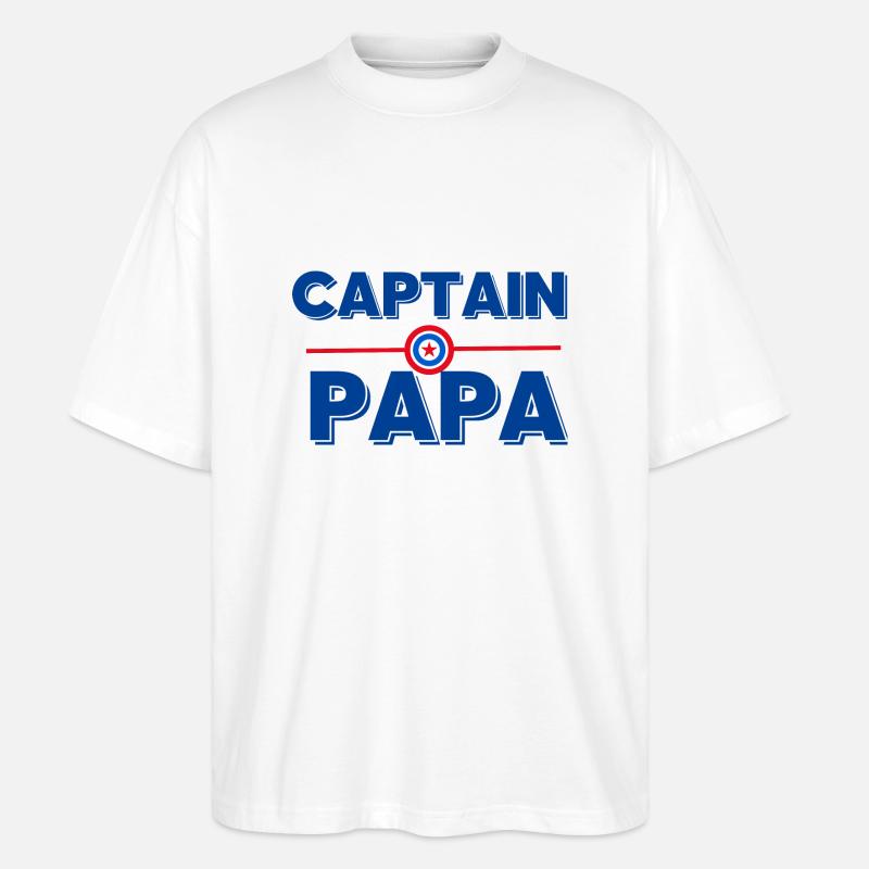 Captain Dad - Papa Geschenkidee - Stanley/Stella Oversized Unisex Bio T-Shirt Blaster 2.0 - Weiß