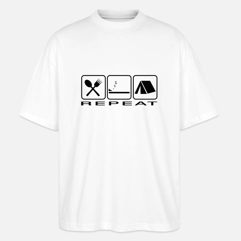 eat sleep camping zelt - Stanley/Stella Oversized Unisex Bio T-Shirt Blaster 2.0 - Weiß