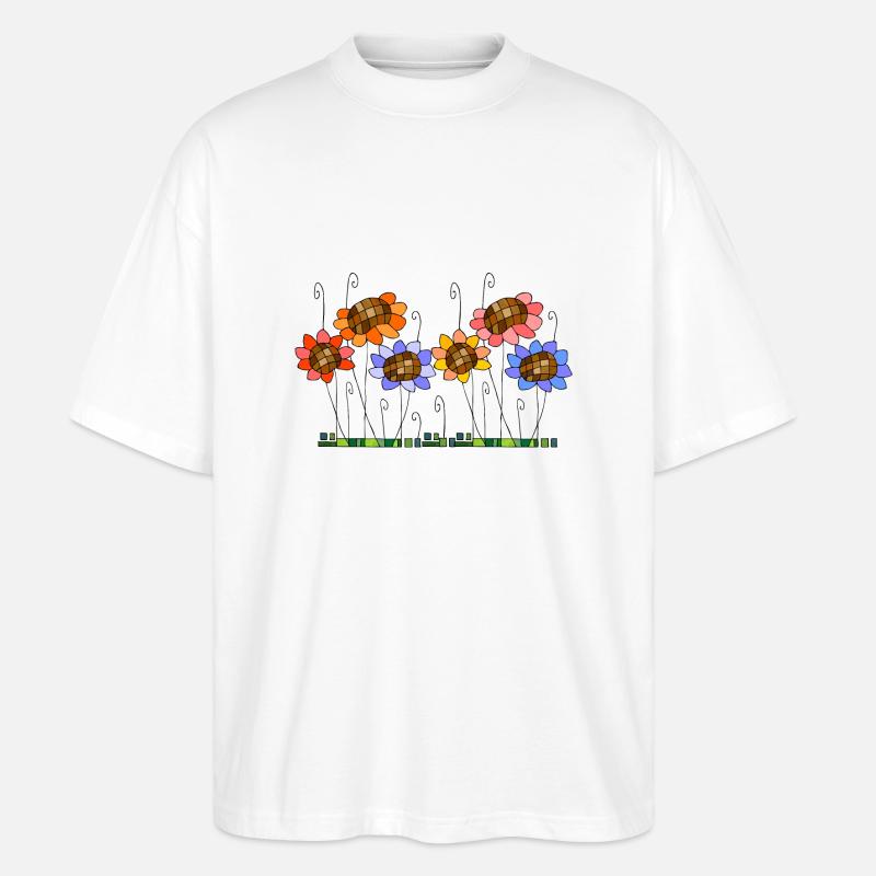 Blumen - Stanley/Stella Oversized Unisex Bio T-Shirt Blaster 2.0 - Weiß