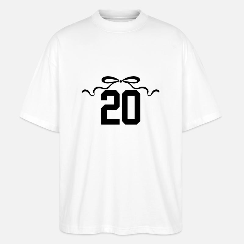 Numéro 20 noeud - 20e anniversaire - T-shirt bio Blaster 2.0 coupe oversize Stanley/Stella Unisexe - blanc