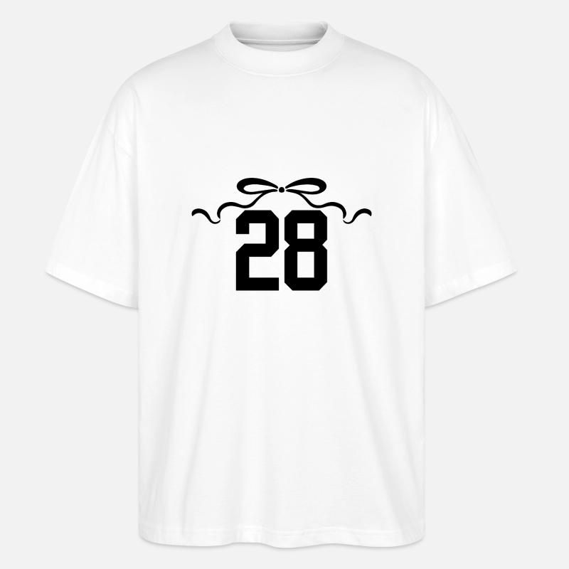 Numéro 28 noeud - 28e anniversaire - T-shirt bio Blaster 2.0 coupe oversize Stanley/Stella Unisexe - blanc