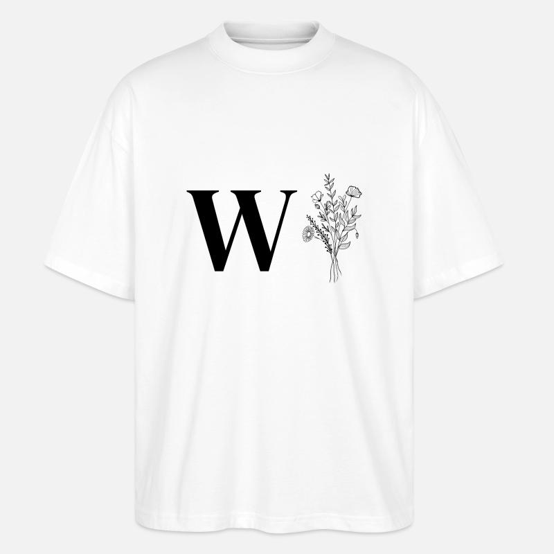 Minimalistisches Blumen-Lette - Stanley/Stella Oversized Unisex Bio T-Shirt Blaster 2.0 - Weiß