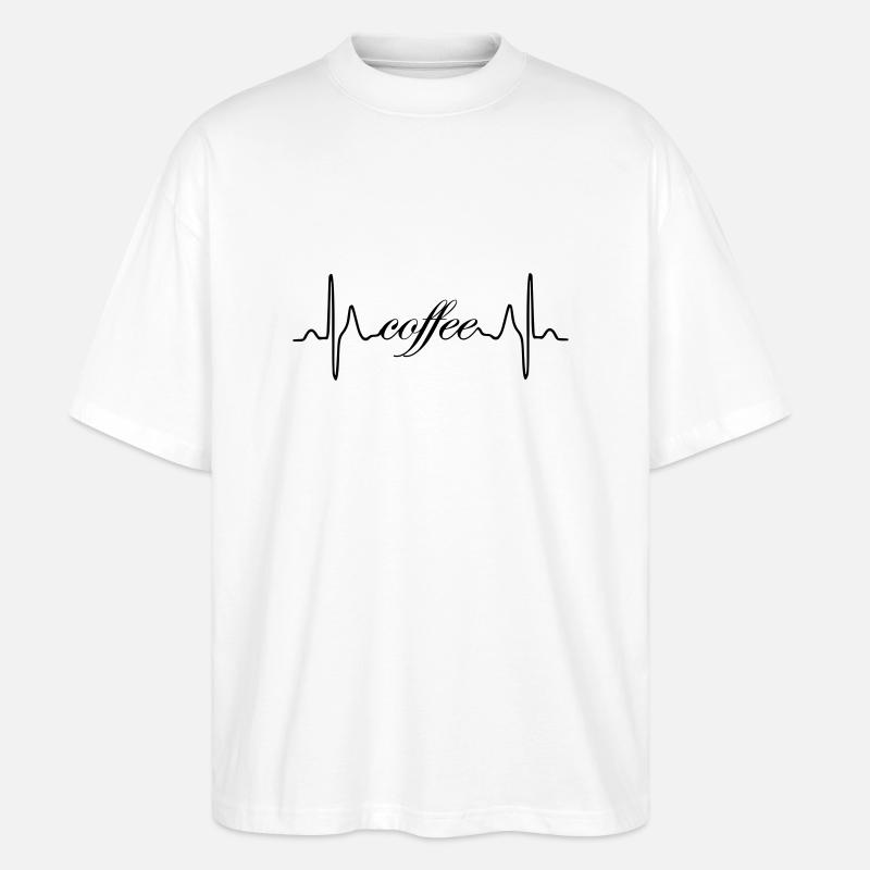 battement de coeur de café - T-shirt bio Blaster 2.0 coupe oversize Stanley/Stella Unisexe - blanc