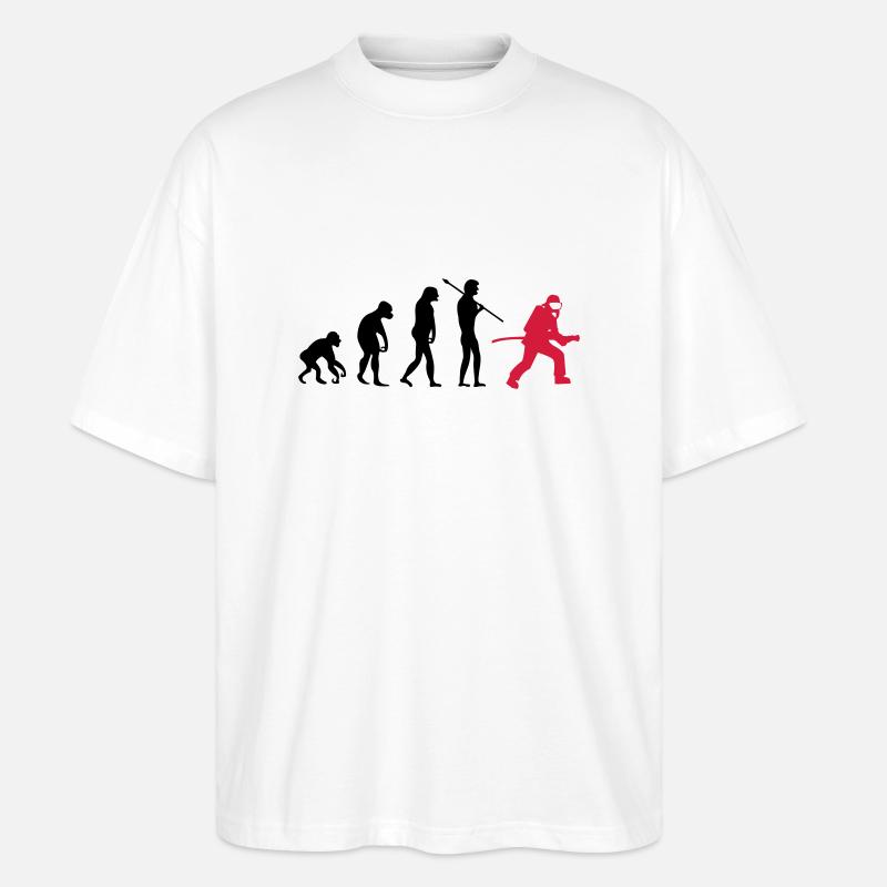 feuerwehr_evolution_02 - Stanley/Stella Oversized Unisex Bio T-Shirt Blaster 2.0 - Weiß