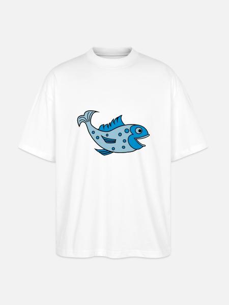fisch - Stanley/Stella Oversized Unisex Organic T-shirt Blaster 2.0 - white