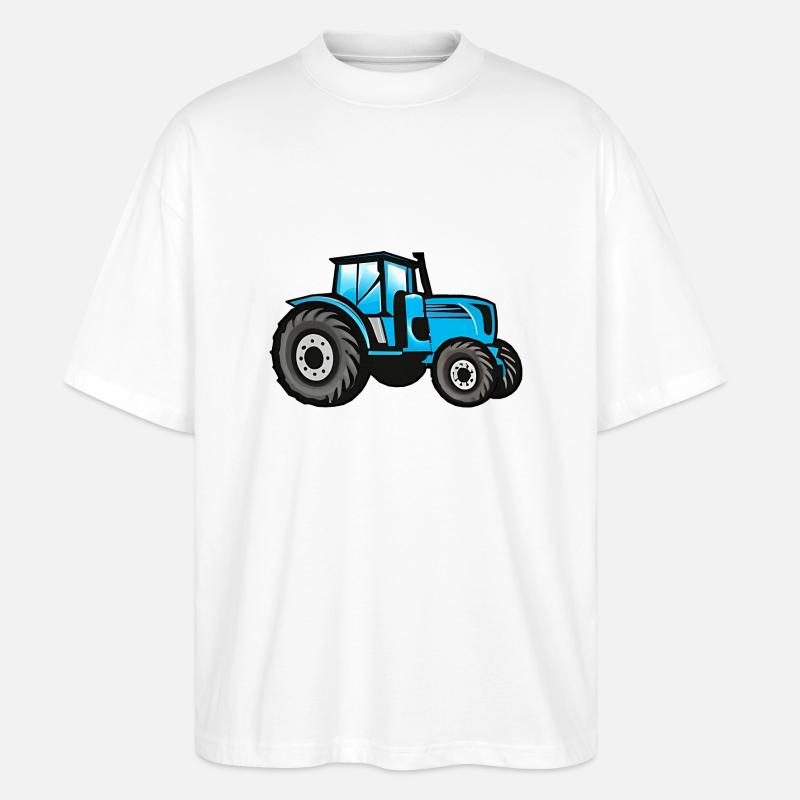 Großer Blauer Traktor - Stanley/Stella Oversized Unisex Bio T-Shirt Blaster 2.0 - Weiß