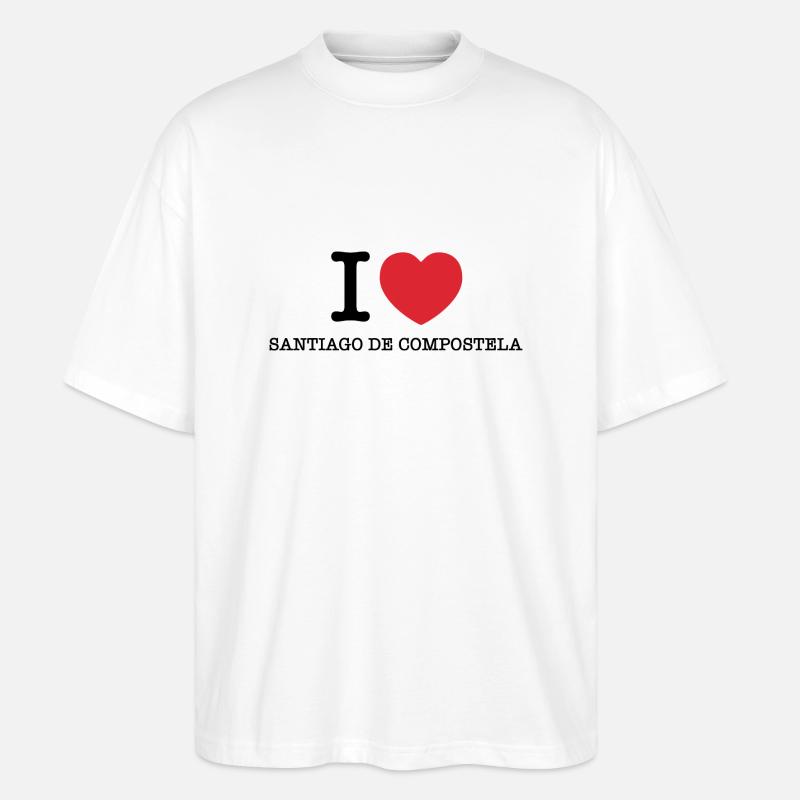 J’aime Saint-Jacques-de-Compostelle - T-shirt bio Blaster 2.0 coupe oversize Stanley/Stella Unisexe - blanc