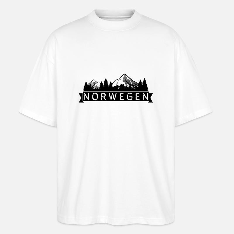 Norwegen mit Berglandschaft - Stanley/Stella Oversized Unisex Bio T-Shirt Blaster 2.0 - Weiß