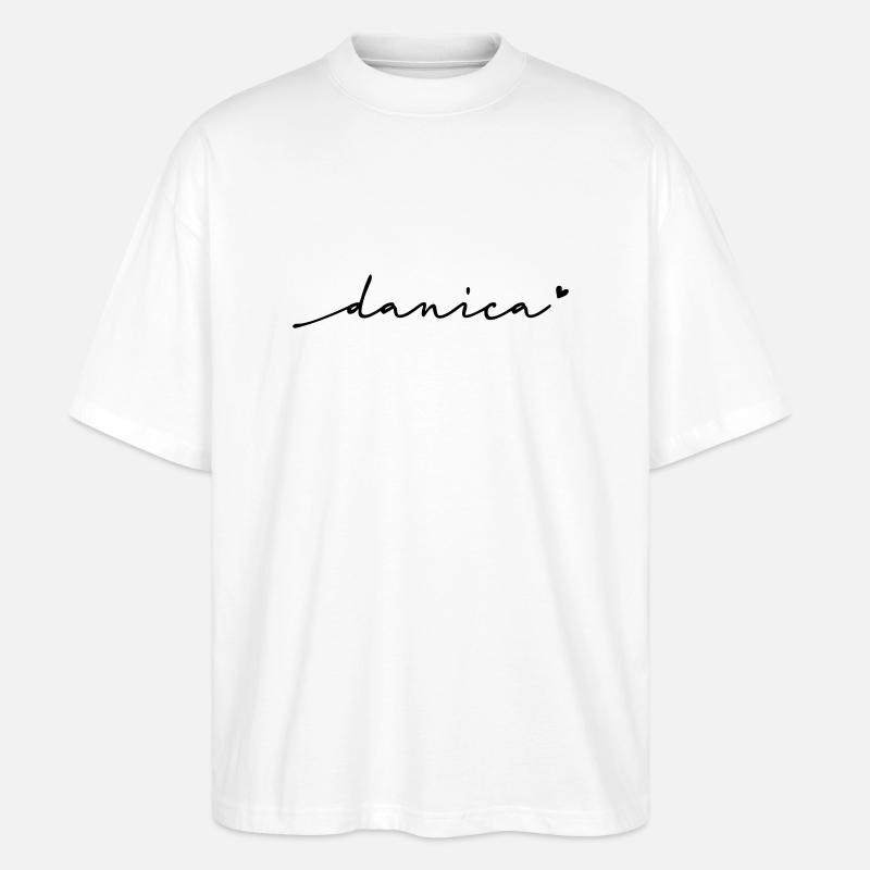 Nom cursif de Danica - T-shirt bio Blaster 2.0 coupe oversize Stanley/Stella Unisexe - blanc