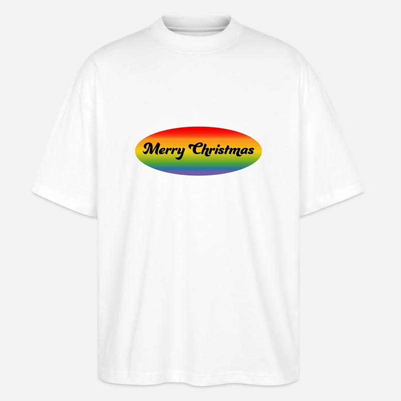 LGBTQI Merry Christmas Regenbogen oval - Stanley/Stella Oversized Unisex Bio T-Shirt Blaster 2.0 - Weiß