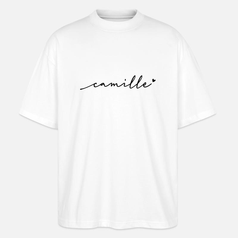 Camille Cursive Name - Stanley/Stella Oversized Unisex Organic T-shirt Blaster 2.0 - white
