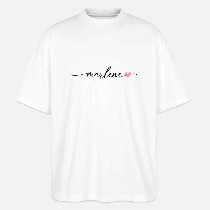 Marlene nom calligraphie police - T-shirt bio Blaster 2.0 coupe oversize Stanley/Stella Unisexe - blanc