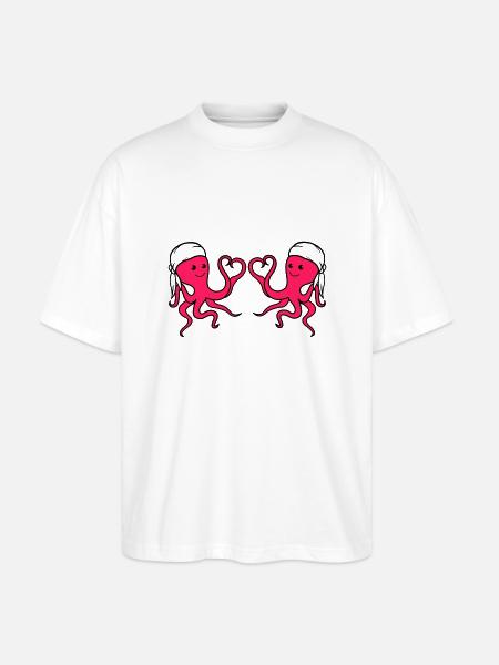 Octopus in Love Pirate 2 - Stanley/Stella Oversized Unisex Organic T-shirt Blaster 2.0 - white