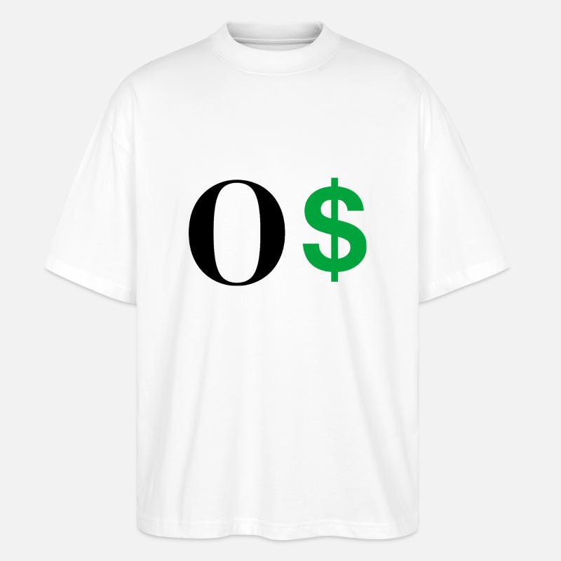 Buchstabe o Dollar - Stanley/Stella Oversized Unisex Bio T-Shirt Blaster 2.0 - Weiß