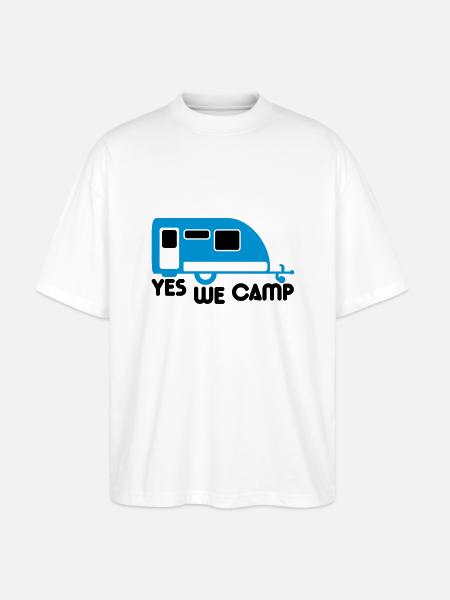 Campingvogn trailer af ja vi lejr ikon logo - Stanley/Stella Oversize Unisex Øko T-shirt Blaster 2.0 - hvid