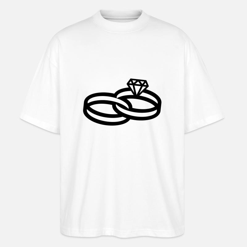 Hochzeitsringe - Wedding Rings - Stanley/Stella Oversized Unisex Bio T-Shirt Blaster 2.0 - Weiß