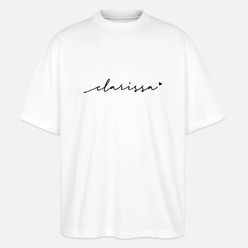 Nom cursif de Clarissa - T-shirt bio Blaster 2.0 coupe oversize Stanley/Stella Unisexe - blanc