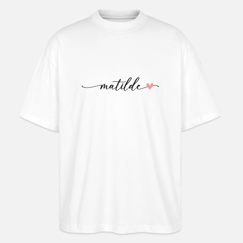 Matilde nom calligraphie Script - T-shirt bio Blaster 2.0 coupe oversize Stanley/Stella Unisexe - blanc
