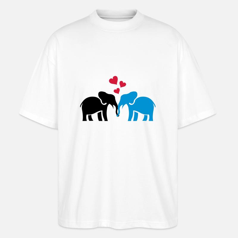 elefanten_liebe - Stanley/Stella Oversized Unisex Bio T-Shirt Blaster 2.0 - Weiß