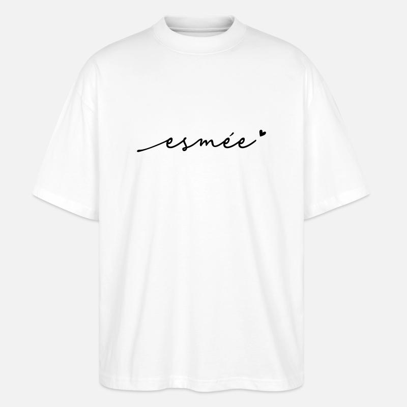 Esmée Cursive Name - Stanley/Stella Oversized Unisex Organic T-shirt Blaster 2.0 - white