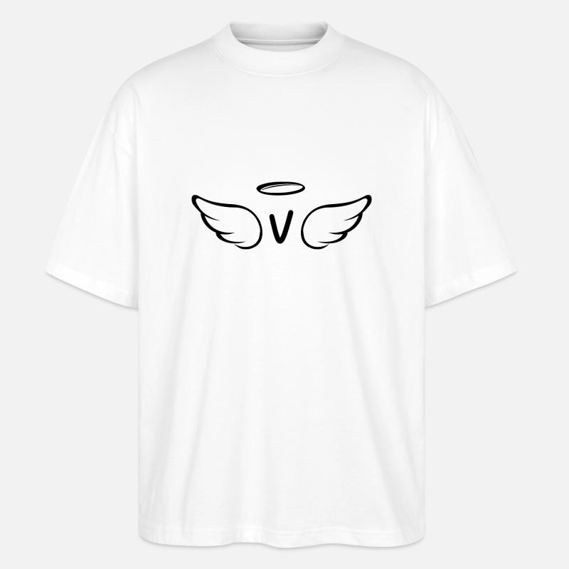 Buchstabe v Engelsflügel - Stanley/Stella Oversized Unisex Bio T-Shirt Blaster 2.0 - Weiß
