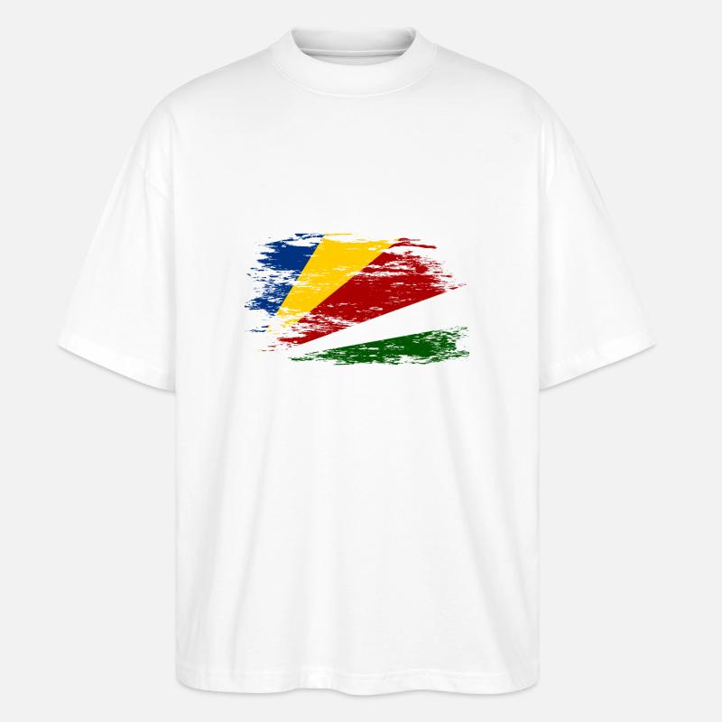 Drapeau des Seychelles utilisé - T-shirt bio Blaster 2.0 coupe oversize Stanley/Stella Unisexe - blanc