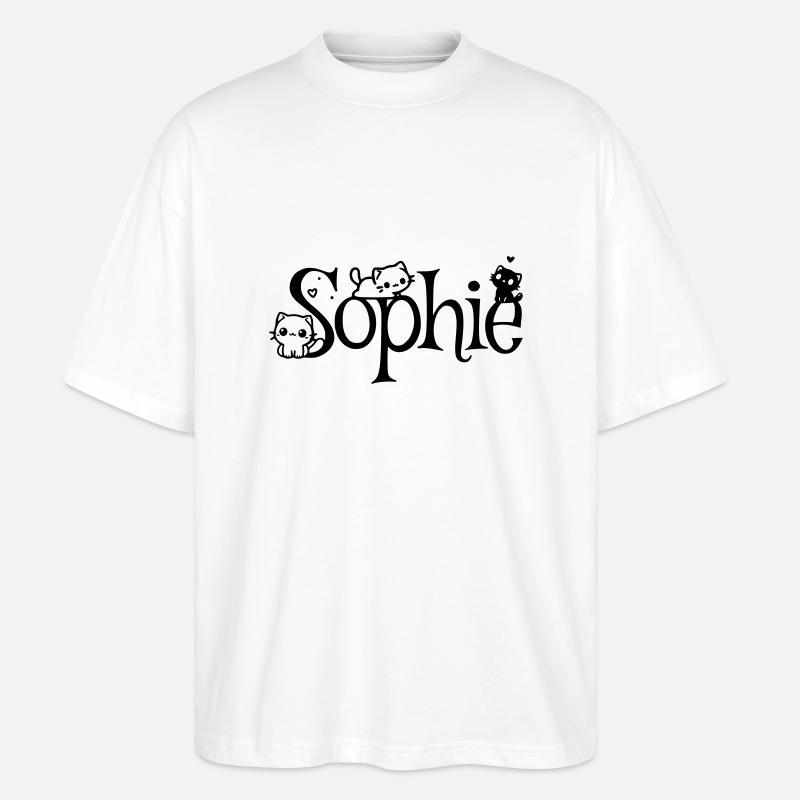 Sophie Nom Prénom Chaton Nom - T-shirt bio Blaster 2.0 coupe oversize Stanley/Stella Unisexe - blanc