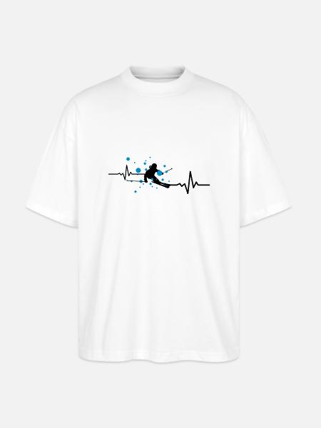 Winter - Skifahrer Puls - Stanley/Stella Oversized Unisex Bio T-Shirt Blaster 2.0 - Weiß