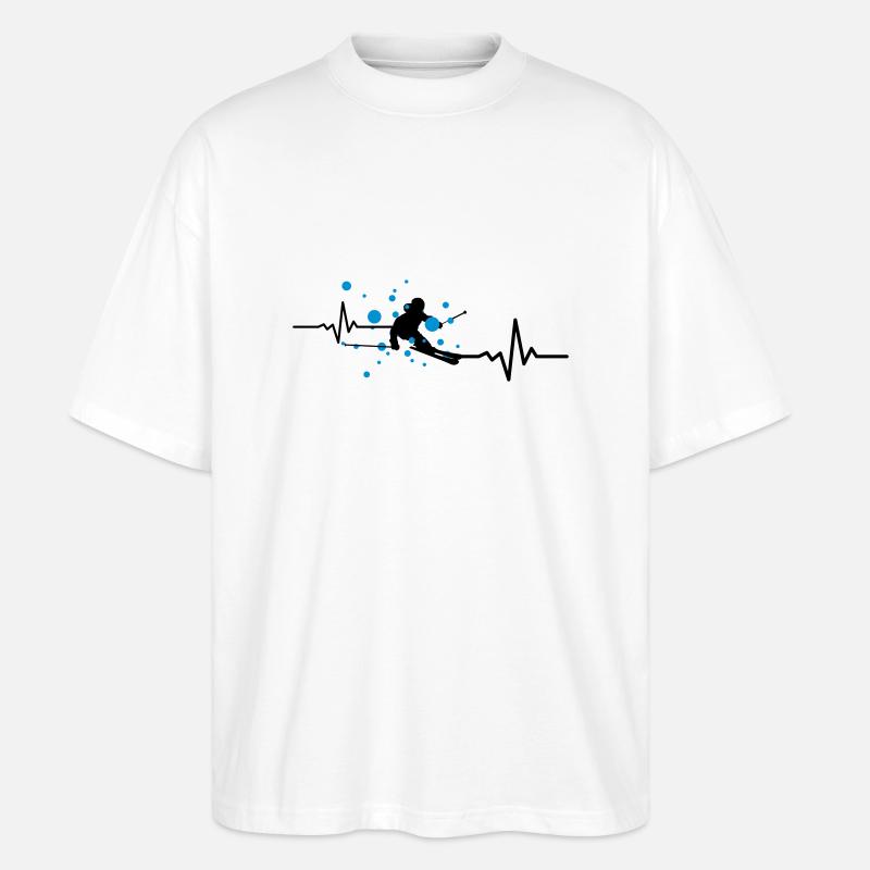 Winter - Skifahrer Puls - Stanley/Stella Oversized Unisex Bio T-Shirt Blaster 2.0 - Weiß