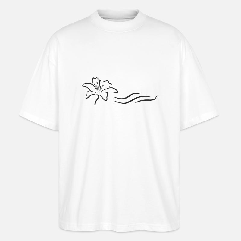 Bloomyvitae - Blüte mit Welle -schwarz - Stanley/Stella Oversized Unisex Bio T-Shirt Blaster 2.0 - Weiß