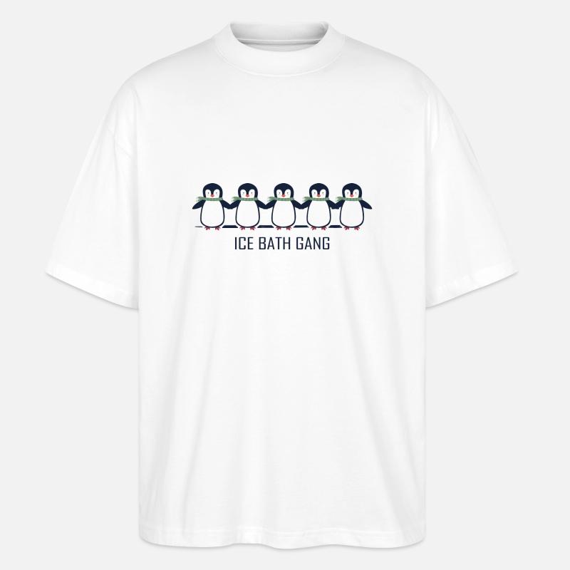 Baths Winter Baths Penguin Bathing - Stanley/Stella Oversized Unisex Organic T-shirt Blaster 2.0 - white