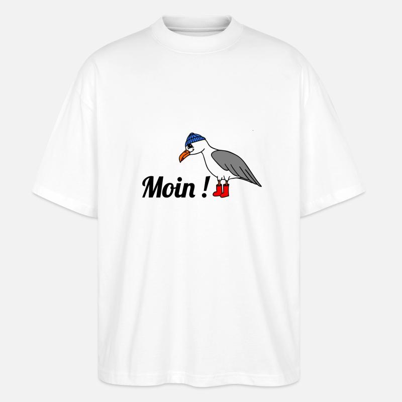 Moin, Möwe - Stanley/Stella Oversized Unisex Bio T-Shirt Blaster 2.0 - Weiß