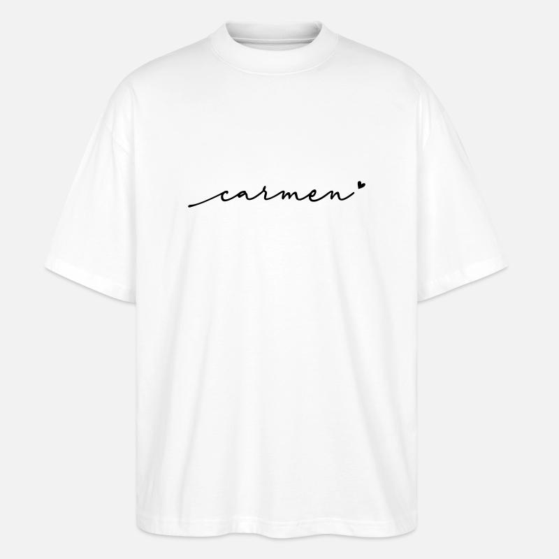 Carmen Cursive Name - Stanley/Stella Oversized Unisex Organic T-shirt Blaster 2.0 - white