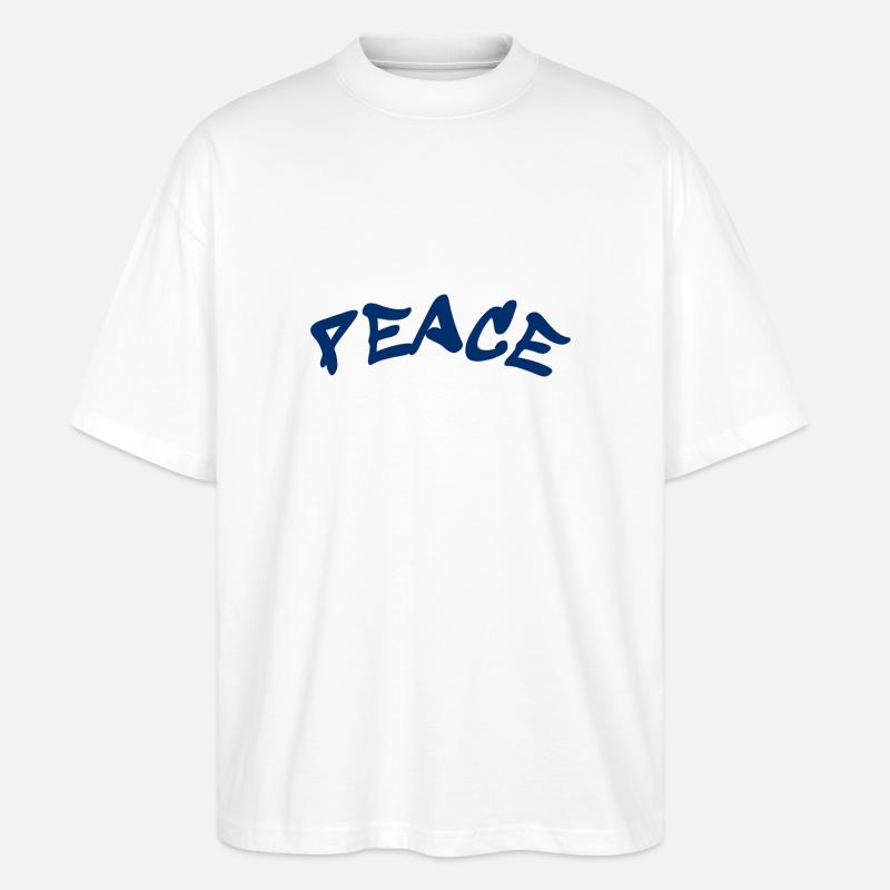 Peace and Love Slogan - Frieden - Stanley/Stella Oversized Unisex Bio T-Shirt Blaster 2.0 - Weiß