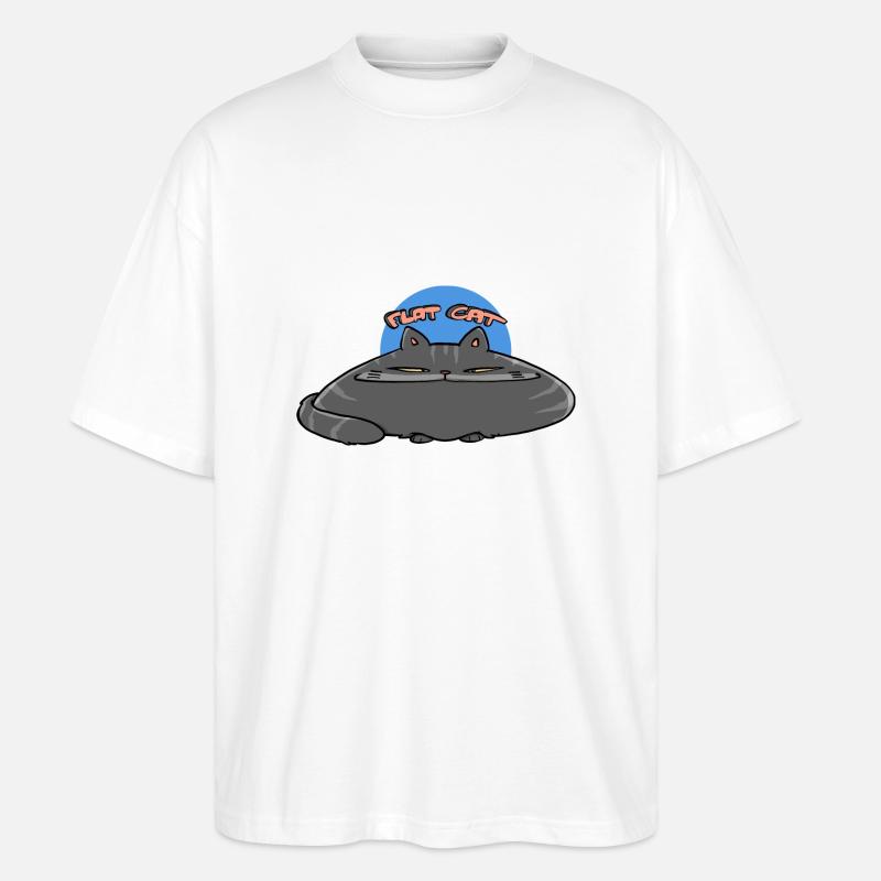 Flache Katze - Stanley/Stella Oversized Unisex Bio T-Shirt Blaster 2.0 - Weiß