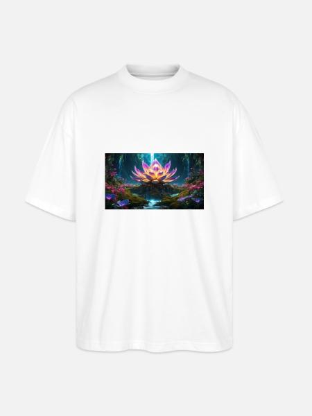 Lotus Blossom - Stanley/Stella Oversized Unisex Organic T-shirt Blaster 2.0 - white