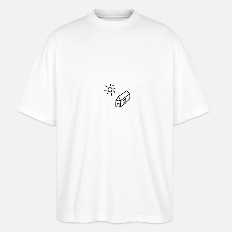 Haus mit Sonne. Geschenke, Geschenkidee - Stanley/Stella Oversized Unisex Bio T-Shirt Blaster 2.0 - Weiß