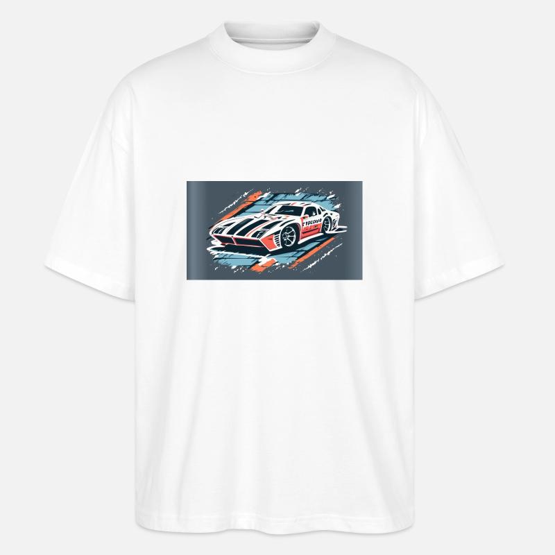Racecar White-Red - Stanley/Stella Oversized Unisex Bio T-Shirt Blaster 2.0 - Weiß