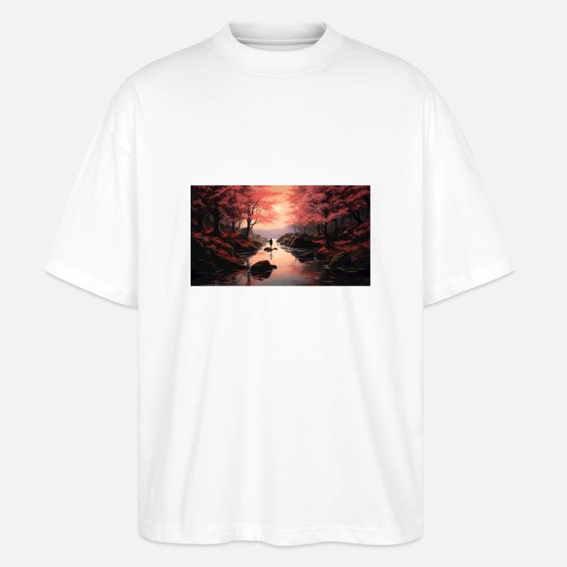 Cherry Trees Japanese Style - Stanley/Stella Oversized Unisex Bio T-Shirt Blaster 2.0 - Weiß