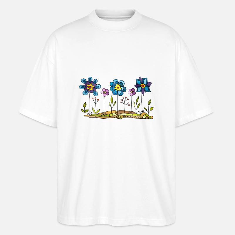 Blumen - Stanley/Stella Oversized Unisex Bio T-Shirt Blaster 2.0 - Weiß